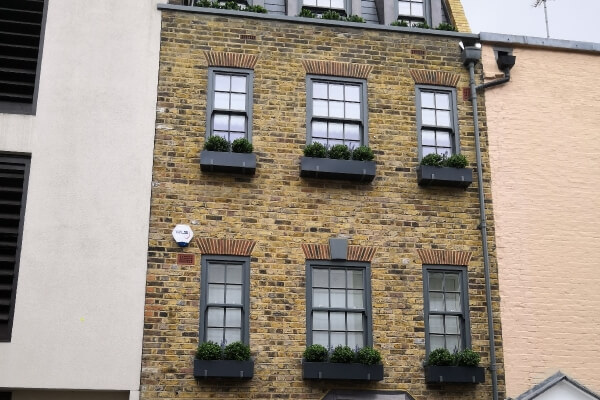 Window boxes with Artificial Buxus balls Chelsea