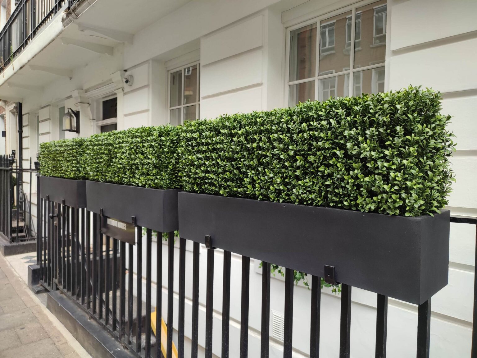Artificial Buxus hedge in Polystone planter London Planters